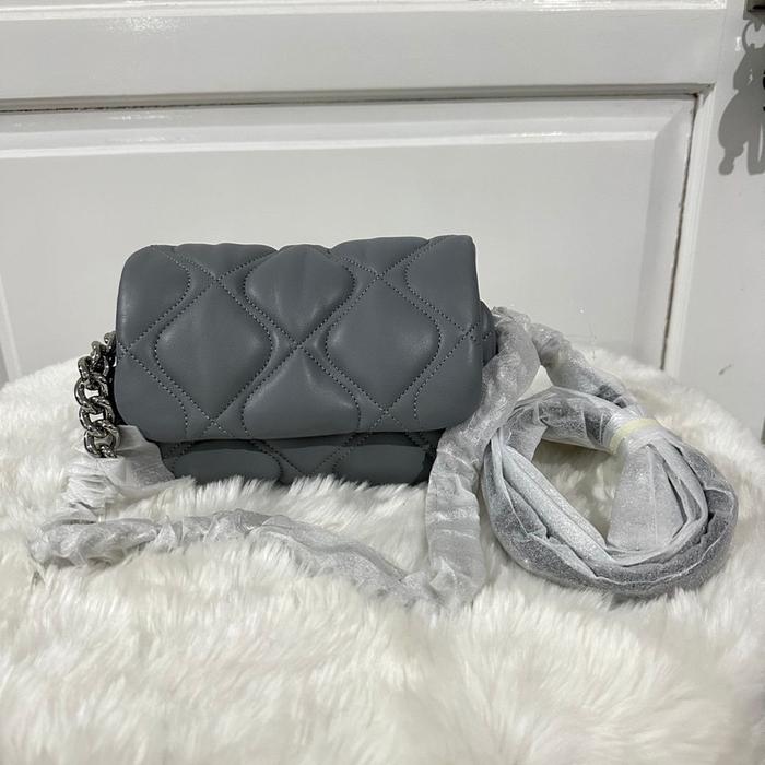 tas wanita mj small quilted pillow bag rock grey in