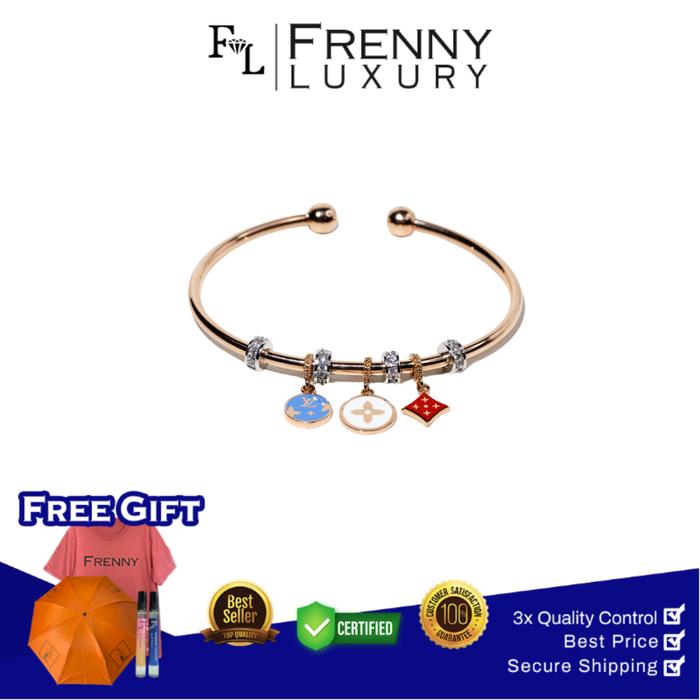 Gelag Emas Rose Gold Kombi White Gold Pandora Bunga Levy Mata Ujung Bola 17K Frenny Luxury