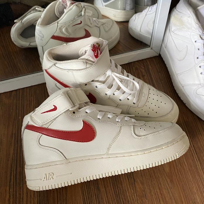 Nike af1 mid white red casual original - sneakers second market
