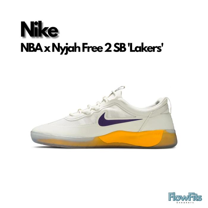 Nike NBA x Nyjah Free 2 SB 'Lakers' DA3439-100 BNIB ORIGINAL Sneakers Pria Wanita UNISEX