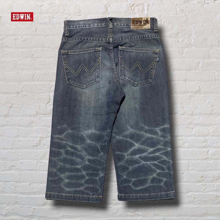 Celana Pendek Shortpants Jeans Edwin Y2k Grey Washed Fading Original Second Preloved #CP46