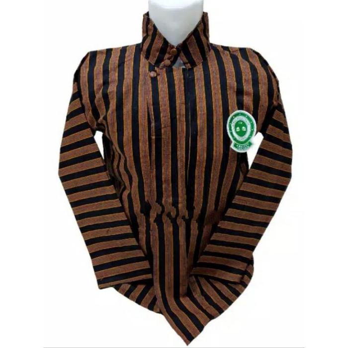 BAJU ATASAN ADAT JAWA SURJAN LURIK COKELAT TENUN PRIA DEWASA REMAJA ABG JUMBO BESKAP TRADISIONAL SOR