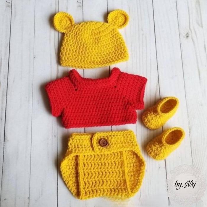KOSTUM WINNIE THE POOH / KOSTUM POOH / KOSTUM DISNEY / KOSTUM FOTO BAYI / KOSTUM RAJUT / PROPS BABY