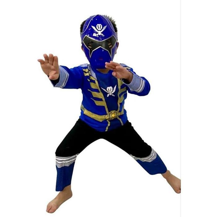 Setelan Anak Kostum Power Ranger Superhero Gratis Topeng