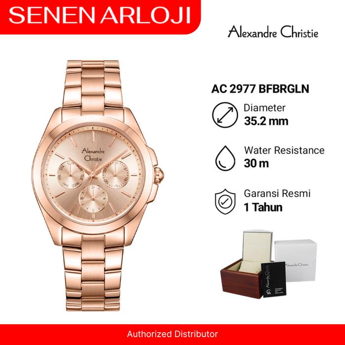 Jam Tangan Wanita Alexandre Christie AC 2977 Original Chronograph Strap Stainless Steel - Full Roseg