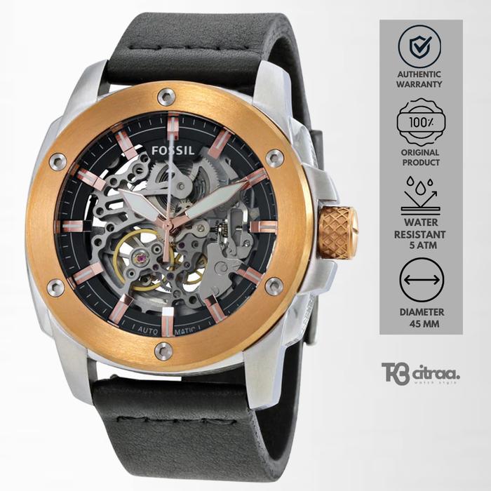 Jam Tangan Fossil Machine Automatic Pria Kulit Black Casual Sporty Original ME3082