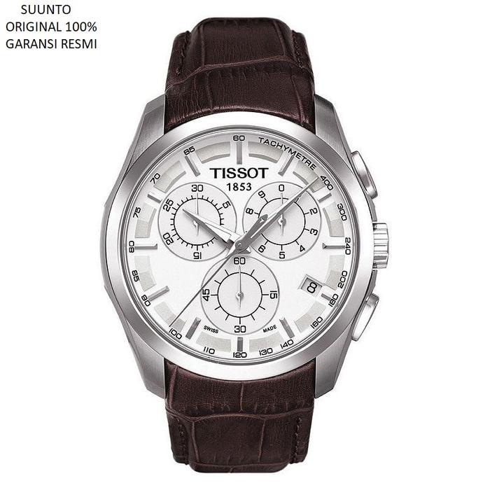 Jam Tangan Pria Tissot Couturier Chronograph T035.617.16.031.00 - 41mm Stainless Steel, Cokelat, dan Perak