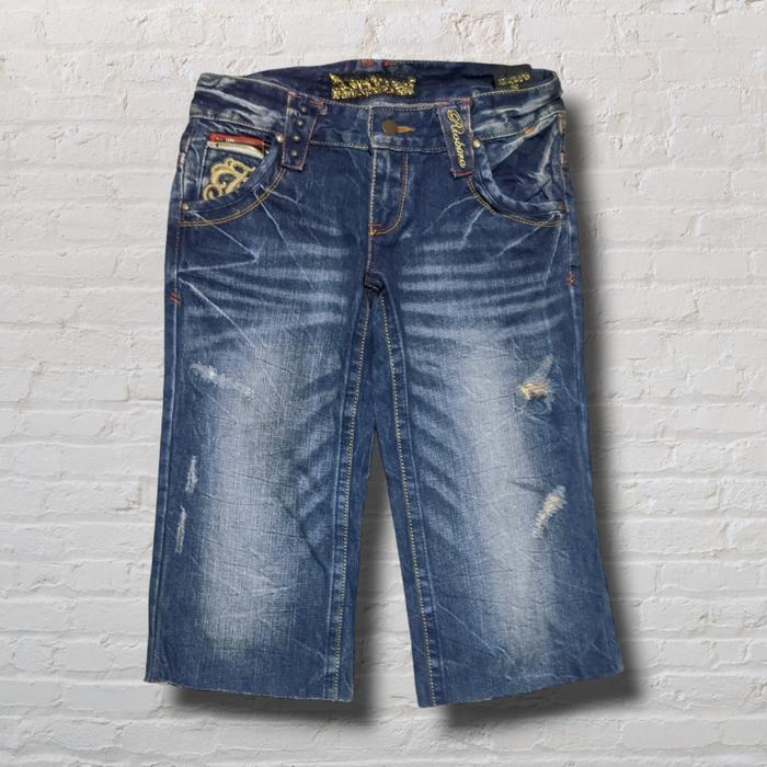 Celana Pendek Shortpants Jeans Riobera Vtg Dark Blue Washed Fading Original Second Preloved #CP53