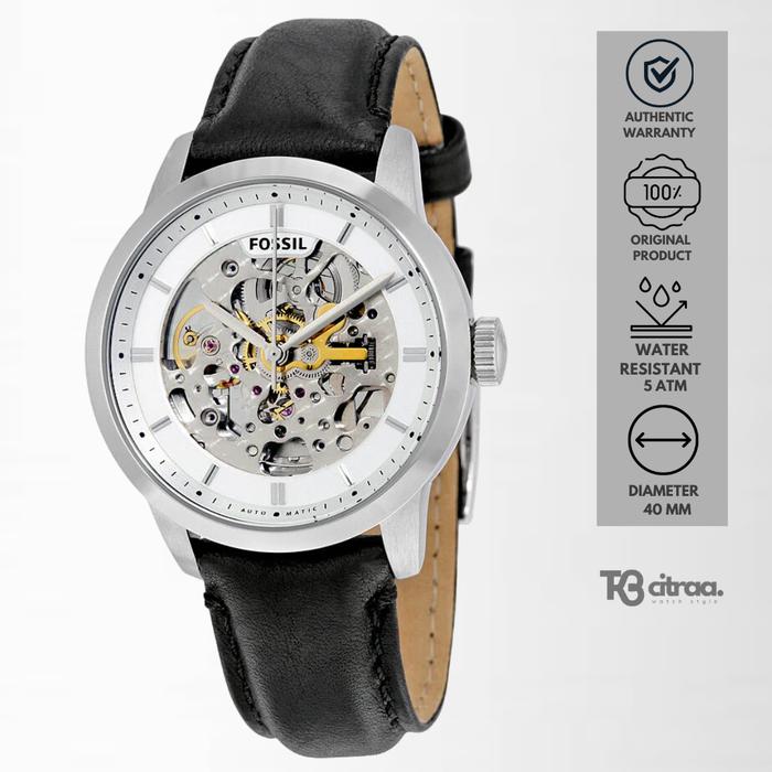 Jam Tangan Fossil Automatic Pria Townsman Kulit Black Casual Original ME3085
