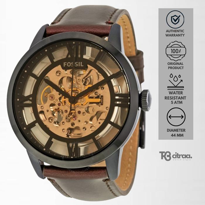 Jam Tangan Pria Fossil Townsman Automatic Kulit Brown Casual Mewah Original ME3098