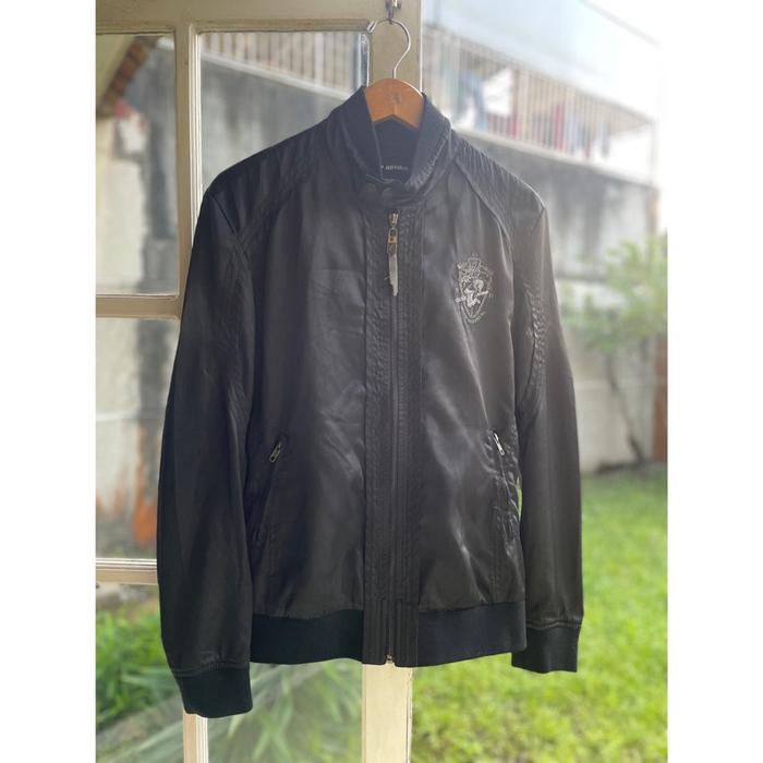 Jaket pria cowok parasut hitam bordir silver keren group individual preloved pribadi second thrift m