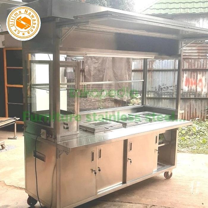 Gerobak Bakso Stainless Ukuran 65x200x210cm Order dari Bekasi