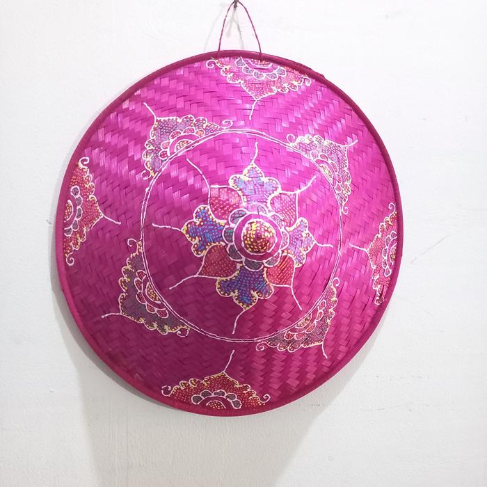 Caping Topi Petani Batik Titik Kerajinan Bambu / Caping Petani Batik