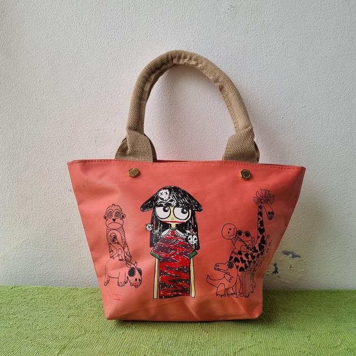 TAS TOP HANDEL WANITA MARC BY MARC JACOBS NYLON SECOND BRANDED IMPORT ORANGE PEACH