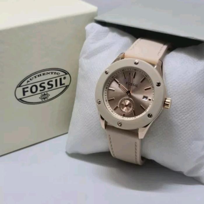 Jam Tangan Wanita FOSSIL Original Analog Crono Tali Rubber Karet