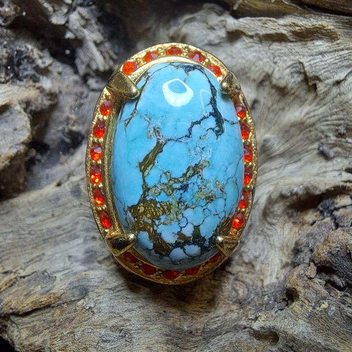 Cincin Batu Natural Pirus Tibet Bermemo # 17
