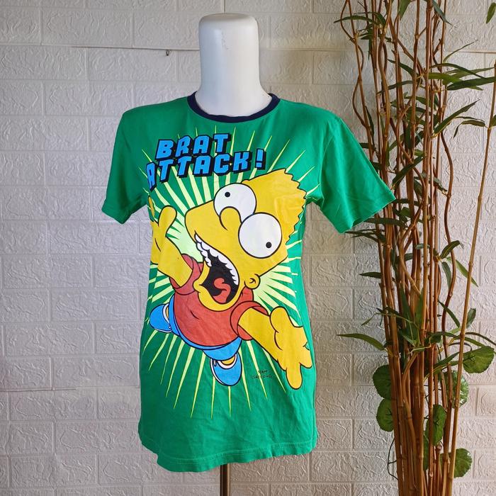 KAOS ANAK THE SIMPSONS BRAT ATTACK, SIZE XS (SECOND BRANDED) HIJAU PEKAT, PT153