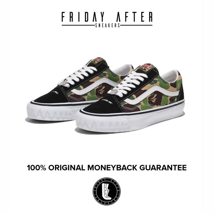 Sepatu Sneakers Pria Vans x Bathing Ape BAPE Lx Old Skool Tb Camo Pink Blue Green Original Resmi
