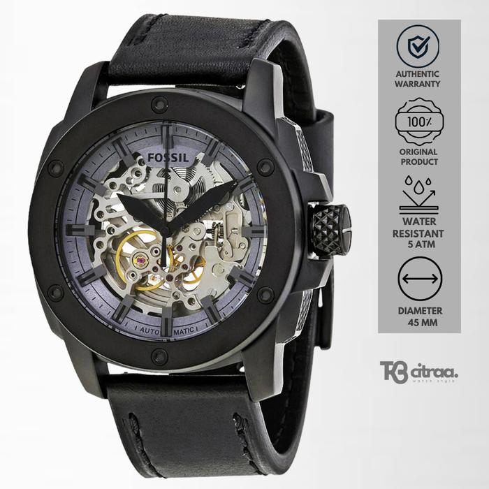Jam Tangan Fossil Machine Automatic Pria Kulit Black Sporty Casual Original ME3134