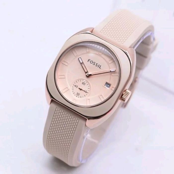 Jam Tangan Wanita FOSSIL 8133 Original Analog Crono Tali Rubber Karet
