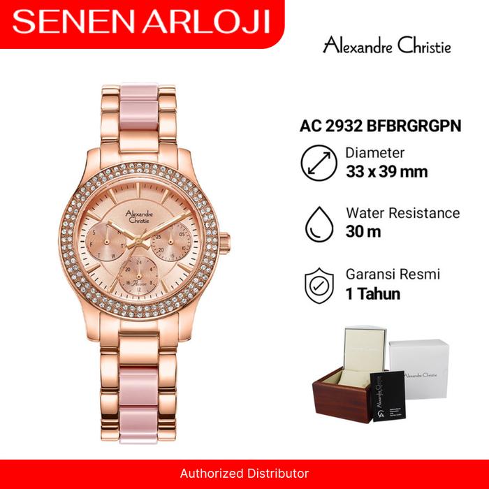 Jam Tangan Wanita Alexandre Christie AC 2932 Original Chronograph Strap Kemarik - Rosegold Pink