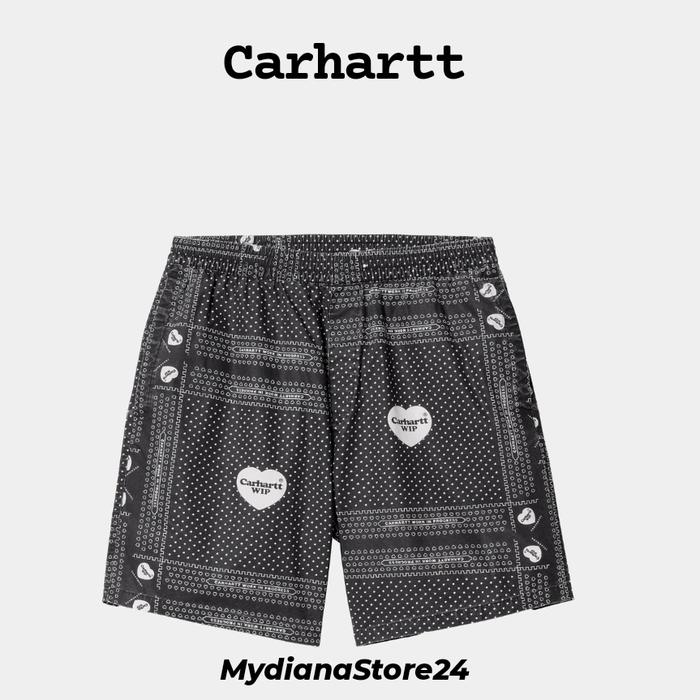 CARHARTT WIP - HEART BANDANA SHORT - HEART BANDANA PRINT BLACK