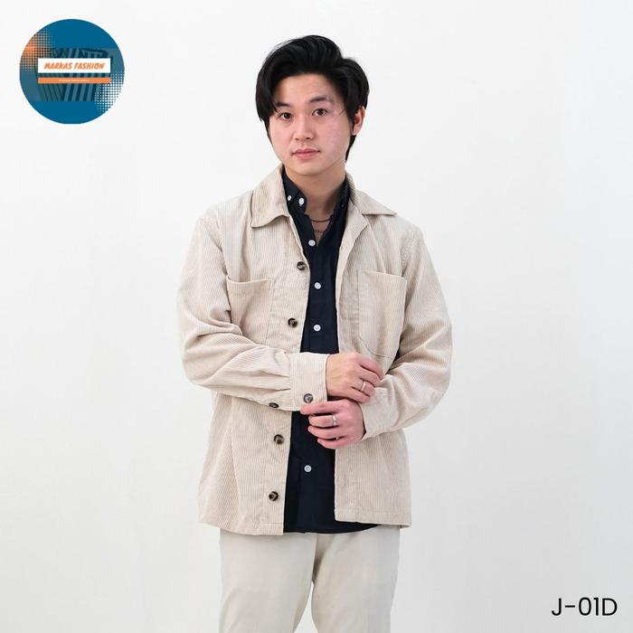 Jaket Outer Pria Bahan Korduroi Jaket Pria Corduroy Cream Premium