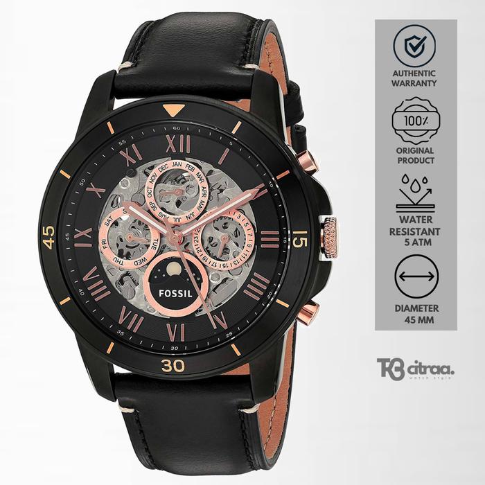 Jam Tangan Pria Fossil Townsman Automatic Chronograph Kulit Black Sporty Mewah Original ME3138