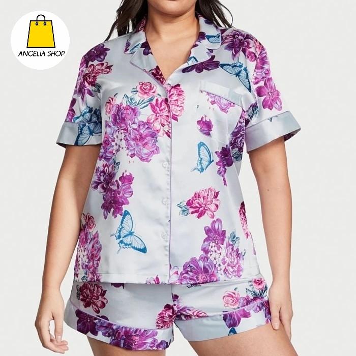 14. Victoria Secret Satin Long Pajamas Set (M) Authentic + Original Receipt (ButterFly)