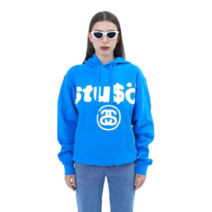 STUSSY x CPFM Hoodie 8 Ball Text Logo Print Unisex Pigment Dyed Blue-S