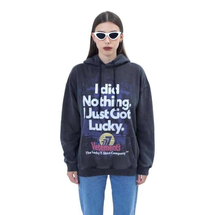 VETEMENTS  Oversize Hoodie I Did Nothing Just Got Lucky Unisex Black-S