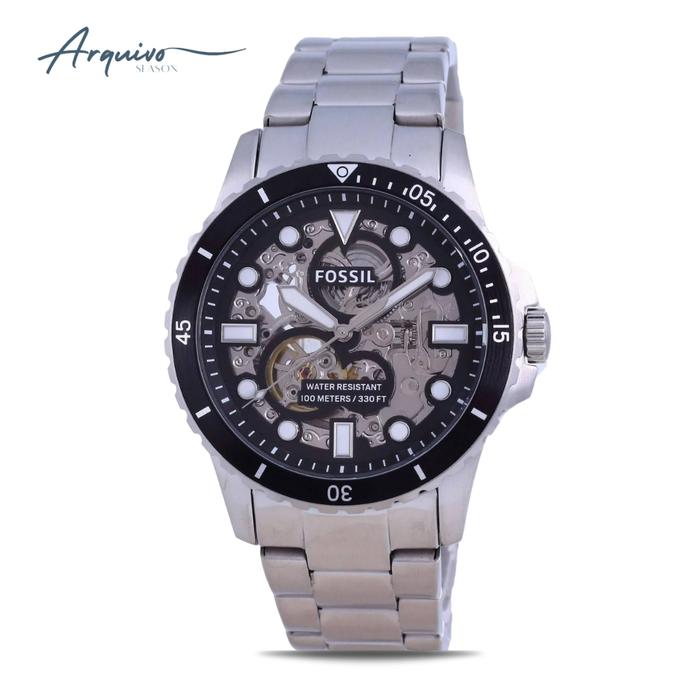 Jam Tangan Fossil Automatic Pria Silver Stainless Steel Sporty Mewah Original ME3190