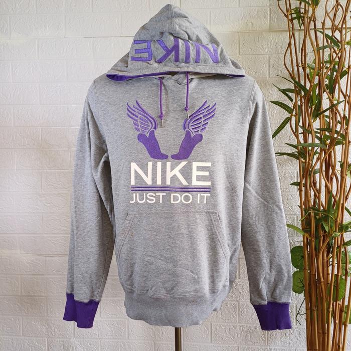 HOODIE NIKE JUST DO IT ORIGINAL, SIZE L (SECOND BRANDED) ABU-ABU UNGU, PT182