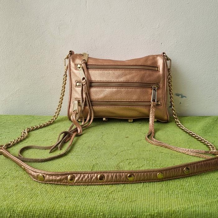TAS SLING RANTAI REBECCA MINKOFF WANITA KULIT ASLI SECOND BRANDED IMPORT ROSEGOLD