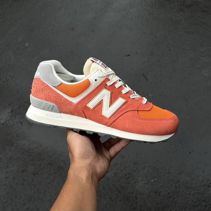 Sepatu sneakers new balance 574 encap sunset orange 100% legit