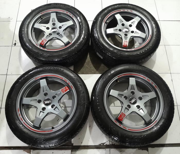 VELG MOBIL BEKAS HSR PENTE RING 16 LEBAR 7 LOBANG 5X114,3 + BAN 205 55 R16 CAKEP BUAT CITY XPANDER A