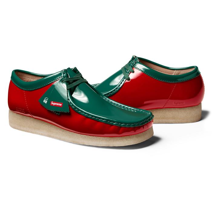 Supreme x Clarks Wallabee Patent Leather "Multicolor Green Red"