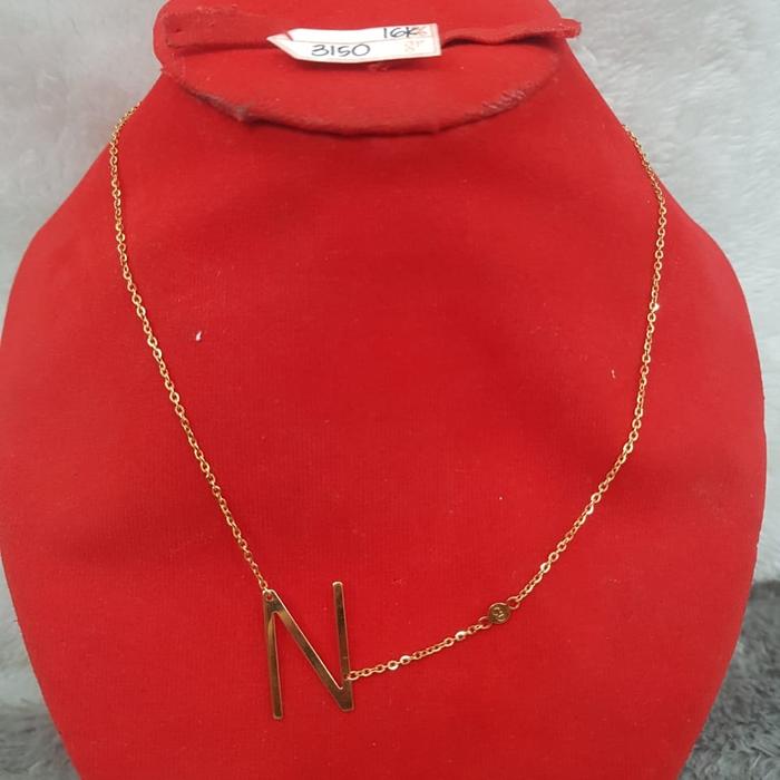 KL12JM51JM Kalung model vensi variasi liontin inisial nama huruf N emas kuning asli 3.150gr 40,7cm 7