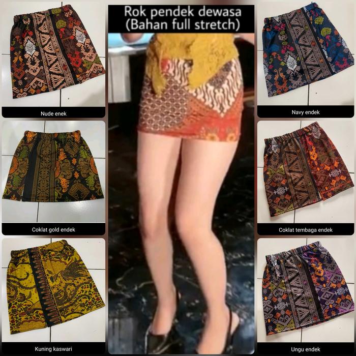 Rok Batik Pendek Sexy Stretch Li_ Slimfit Kamen Jadi Mini Skirt Hitam Kaswari Hitam Gold Kaswari Hij