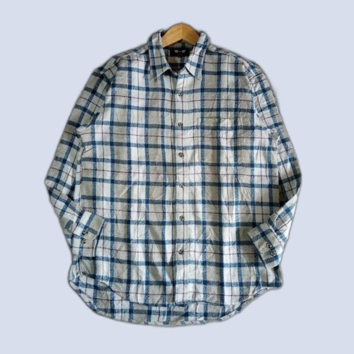 Flannel Veterano Kemeja Rover Mini Cooper Biru Putih
