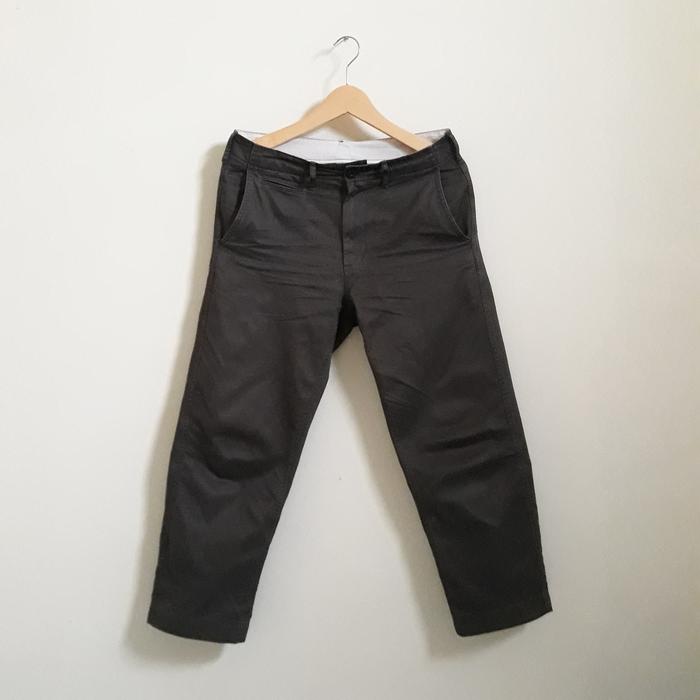 celana chino uniqlo green olive full katun
