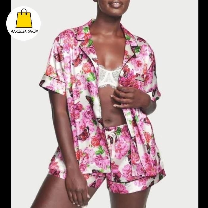 15. Victoria Secret Satin Short Pajamas Set  (M)  Authentic