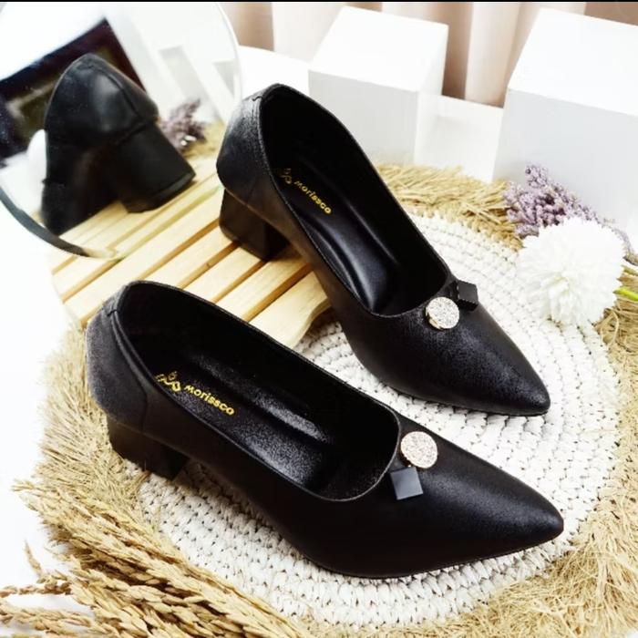 morissco sepatu pantofel wanita kerja high heels black size 39