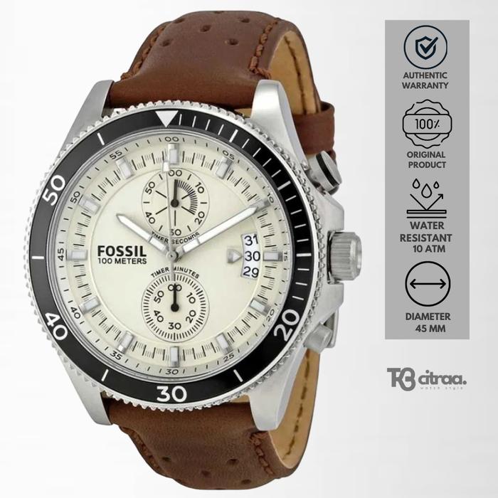 Jam Tangan Pria Fossil Wakefield Chronograph Kulit Sporty Casual Original CH2943