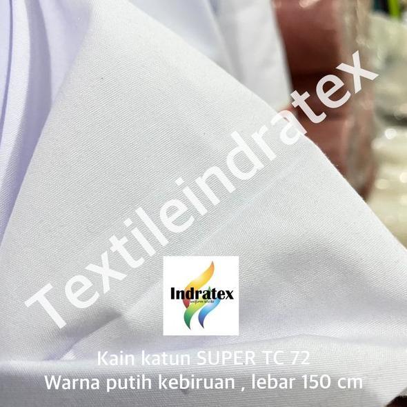 ( per 1 roll ) bahan kain katun putih tebal polos SUPER TC 72 baju kemeja seragam sekolah background