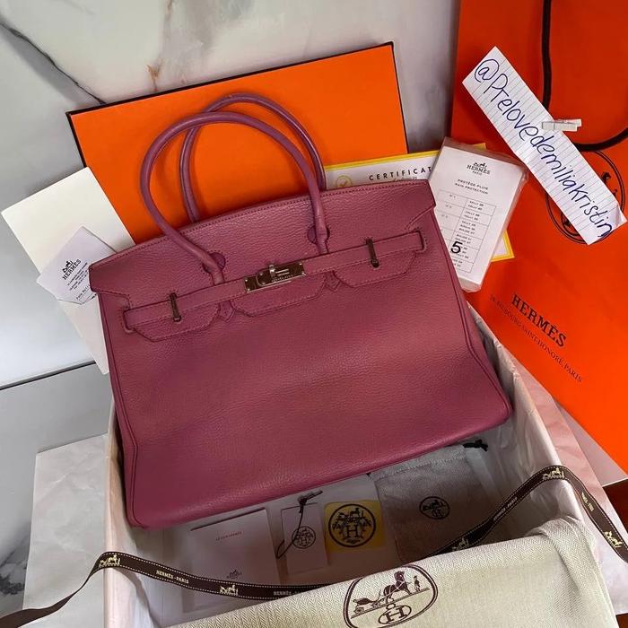 Hermes birkin 35 bois de rose clemence PHW stamp #A