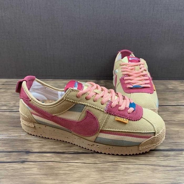 100% Original Indonesia Nike Cortez X Union Un/La Colorway Sesame Pink Off Noir Smoke Grey Lemon Fro