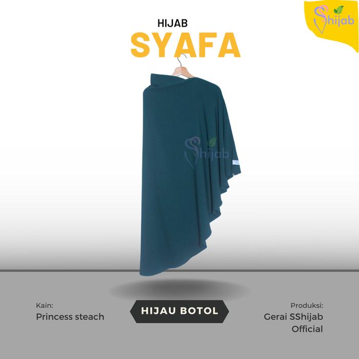Hijab syari polos | hijab syifa kain princess streach warna hijau botol | SS hijab