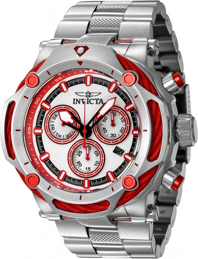 jam tangan t42106 Invicta Bolt Chronograph Quartz Silver Dial Men's Watch 42106