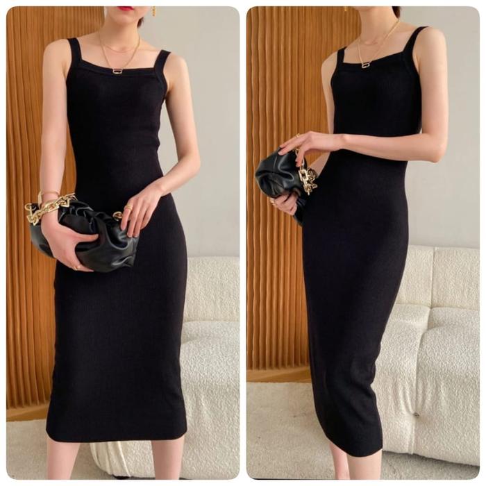 KS 0250 Baju Dress Knit CAM rajut ld130 max wanita bodycon slim premium polos melar import